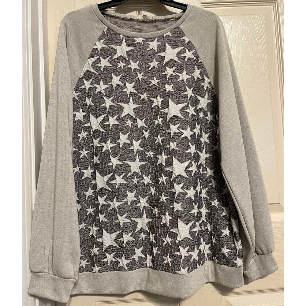 Easel Boho Puckered Star Pattern Raglan Sweatshirt Size Large
